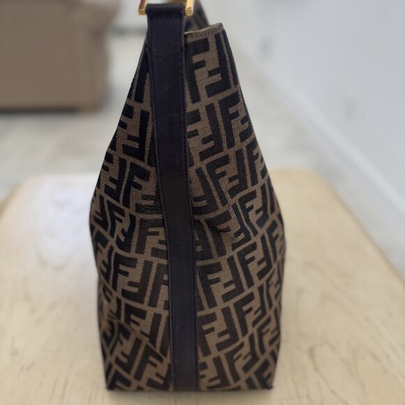 Authentic Fendi Zucca Tobacco Large Hobo Bag with Yellow Handle - Pre-Loved - Picture 3 of 16